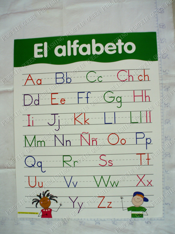 早教幼儿园西班牙语认识字母小挂图批发t