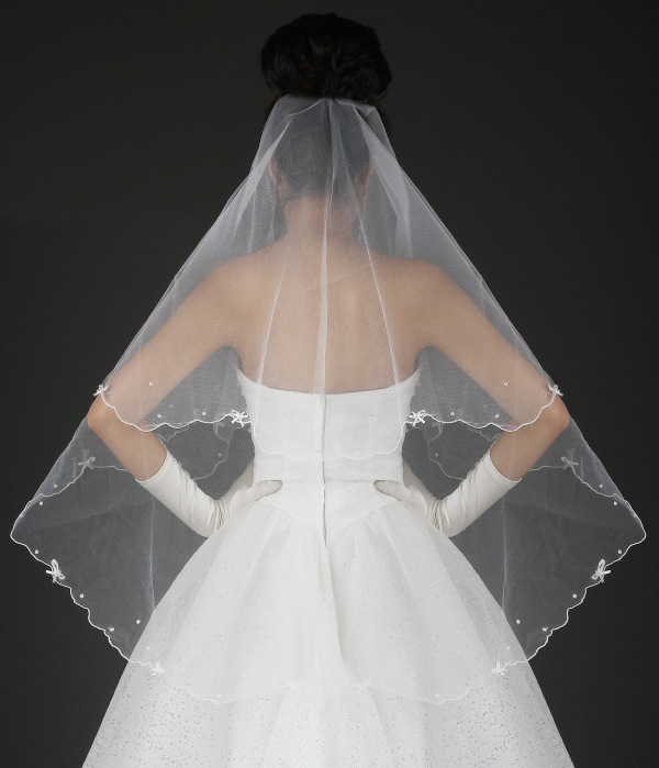 厂家直销批发零售新娘头纱/单层/多层头纱/珍珠头纱/a-03