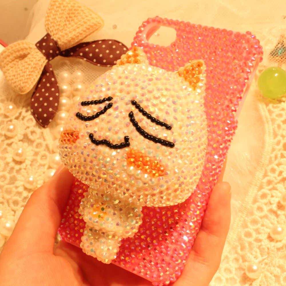 iphone4s 4g超萌果冻杨幂同款多罗猫镶钻苹果手机外壳一件代发