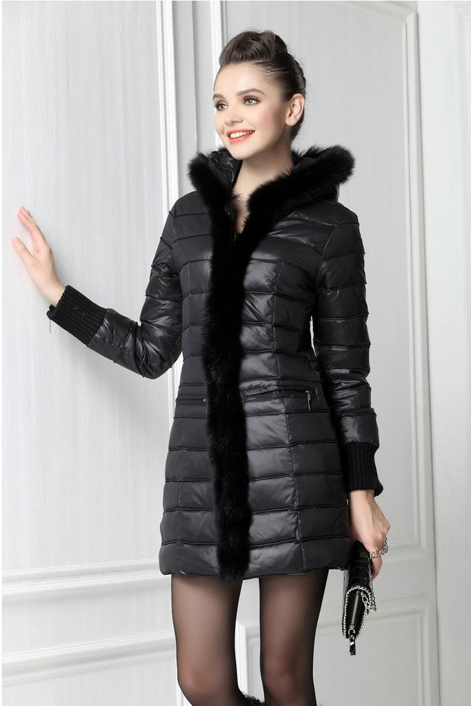 哥弟羽绒服女正品2012新款时尚奢华修身羽绒服女中长款女装外套