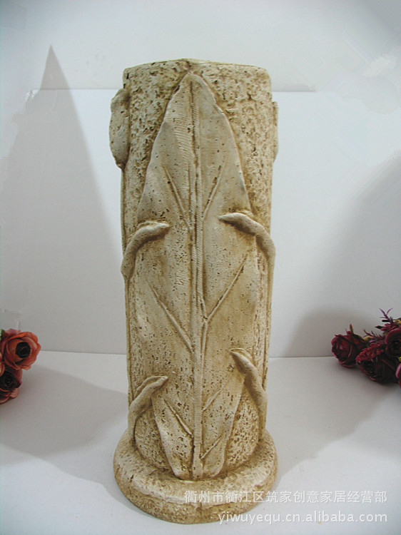 年终大促销陶土雕刻罗马柱圆形柱花卉浮雕图案新颖环保