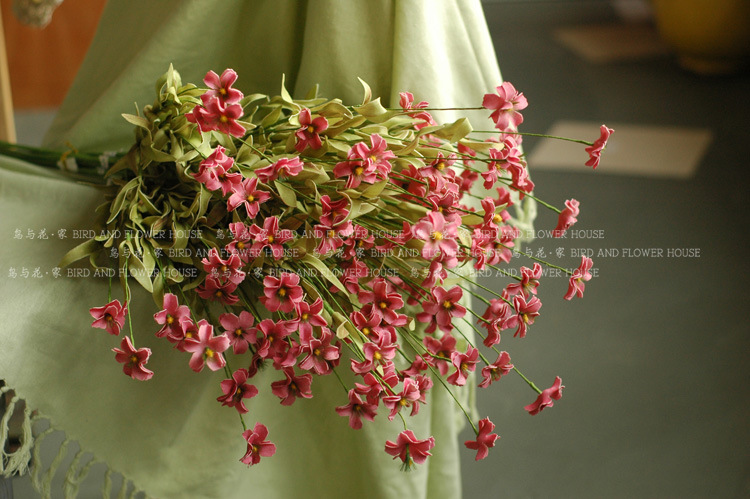 家居裝飾花 仿真花 假花 橡皮花環保花 五角花 6.50,6.00元/支