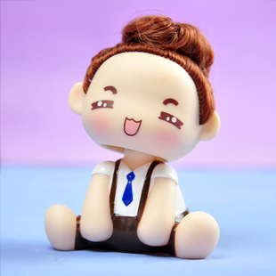 【厂家直销】批发供应 新款车载摩丝摇头娃娃弹簧卡通汽车摆件