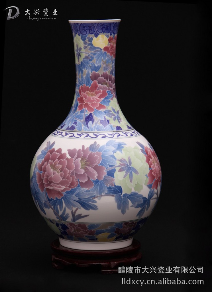 醴陵釉下彩瓷纯手工工艺礼品花瓶大师手绘爽瓶