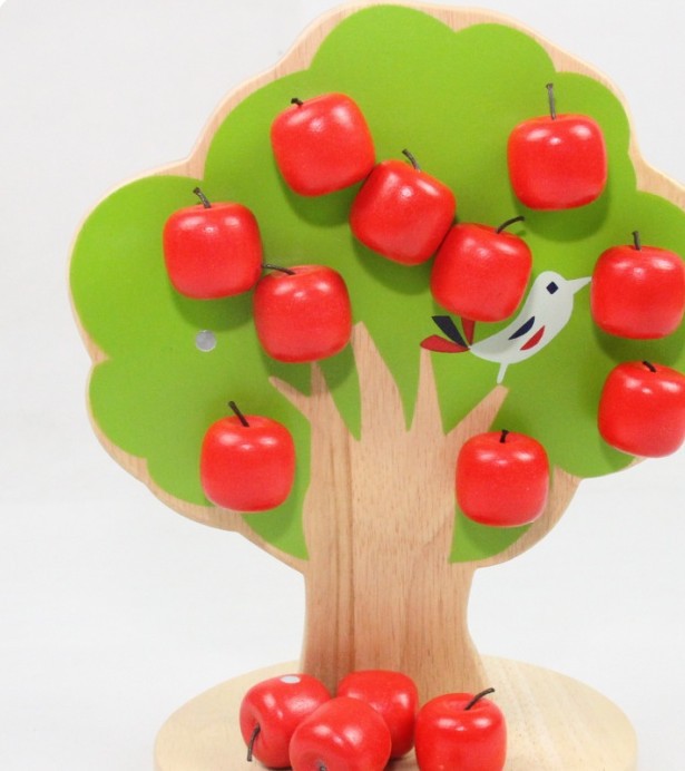 外贸木制玩具早教玩具苹果树