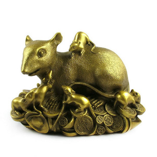 百纳源 纯铜金钱鼠 铜九鼠运财 铜老鼠 大号 t399