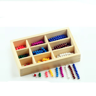 蒙氏教具 婴幼儿教具 早教机 彩色串珠盒 厂家直销