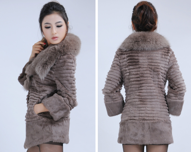 2012冬装新款中长款獭兔毛气质高贵海宁正品女装皮草外套批发