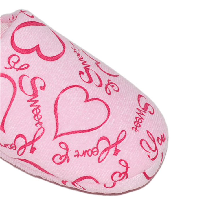 新款秋冬季双色桃心棉拖 软底室内保暖地板拖鞋 淘宝爆款