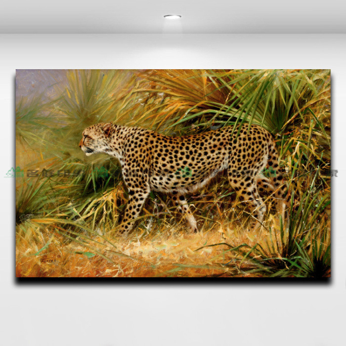 猎豹餐厅书房客厅卧室无框画装饰画油画帆布画挂画壁画