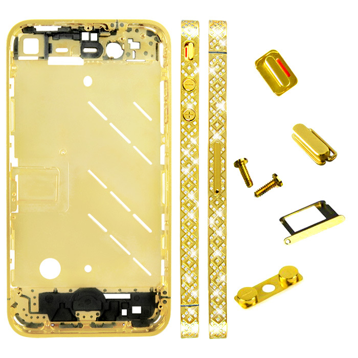 iphone 4 4s 镶钻中板 金色交叉中板 中框