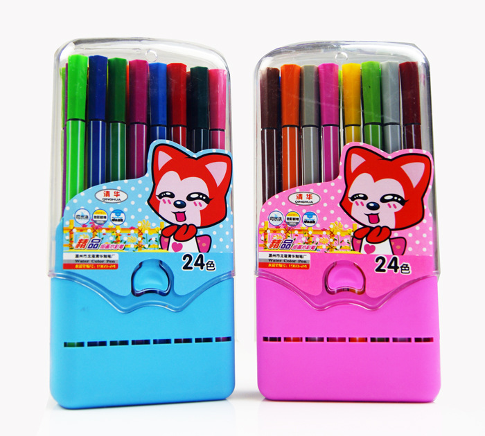 w754 涂鸦图画 苗条24色高级彩色水彩笔 细杆水彩笔 绘图必备