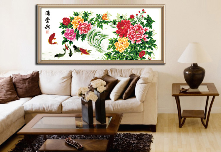 319供应批发 精准百分百印布十字绣 精度100十字绣 满堂彩