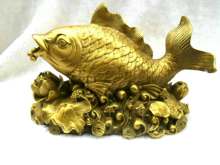 开光纯铜鲤鱼 吐珠元宝 铜鱼 招财鲤鱼 招财进宝 年年有余 工艺品