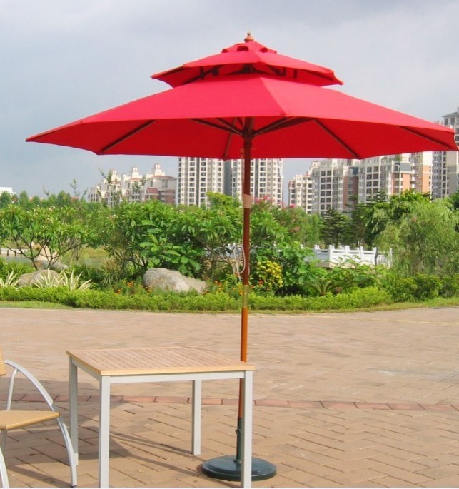 【厂家直销】双层木太阳伞 遮阳伞 广告伞 庭院伞 户外家具