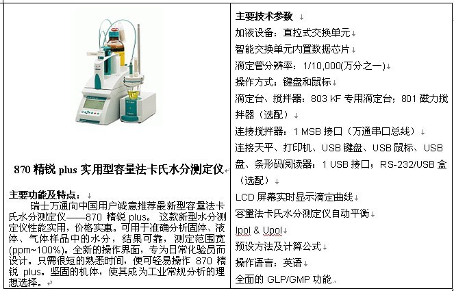 瑞士萬通進口831 kf/851/852/870精銳庫侖法水份測定儀/滴定儀