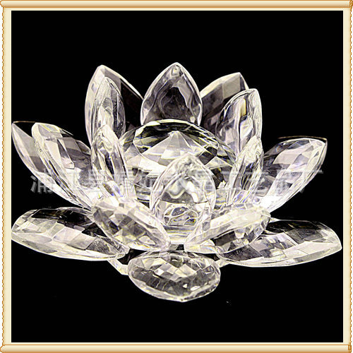 【厂家直销】高档佛教礼品 水晶莲花 水晶莲花烛台 精致水晶摆件