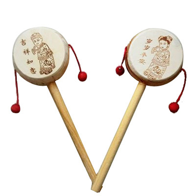 w250批发儿童玩具拨浪鼓木质玩具鼓经典传统玩具木质拨浪鼓