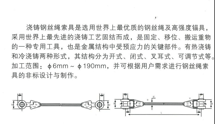 厂家直销 sw113 钢丝绳索具 开式浇铸钢丝绳索具 优质钢丝绳