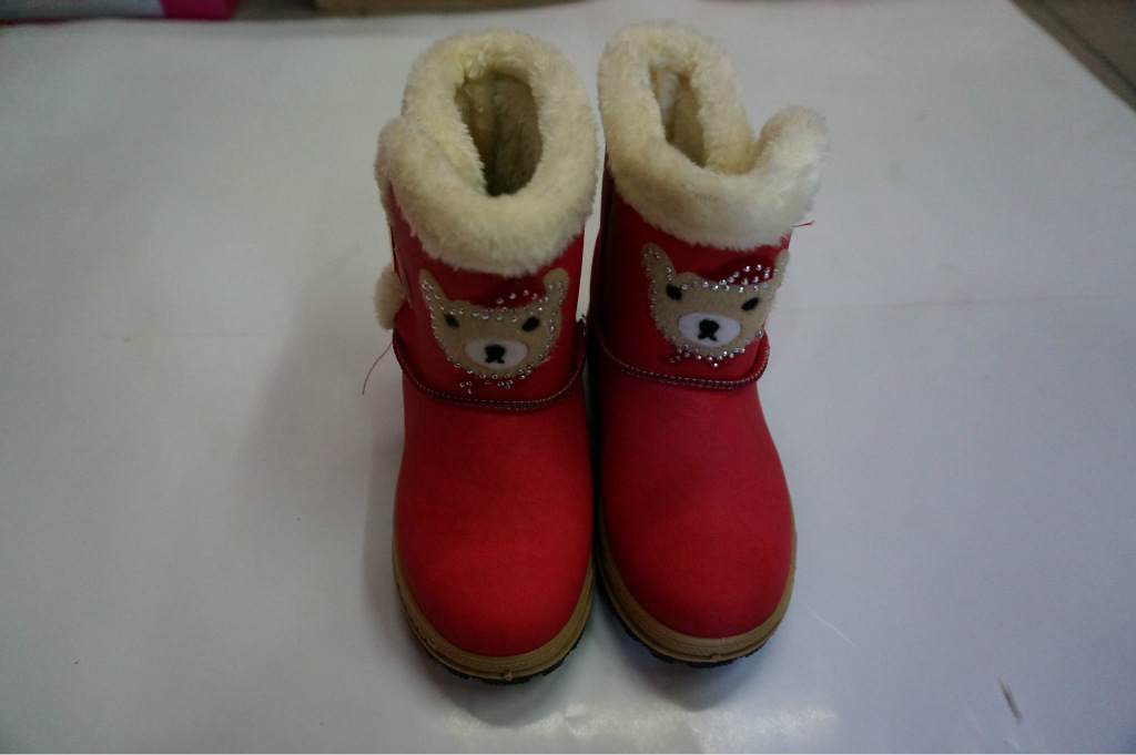 爆款批发 可爱卡通小熊图案加厚保暖中大童雪地靴