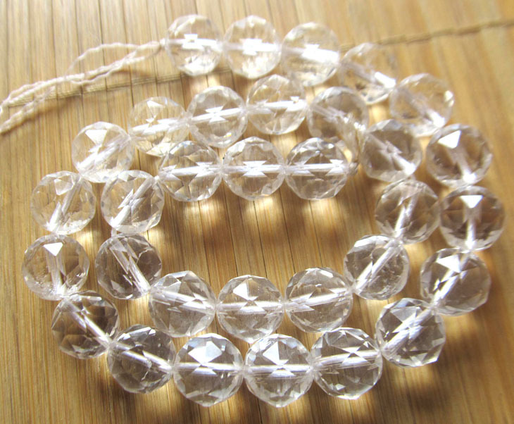 批发正品天然白水晶宝石面面半成品12mm