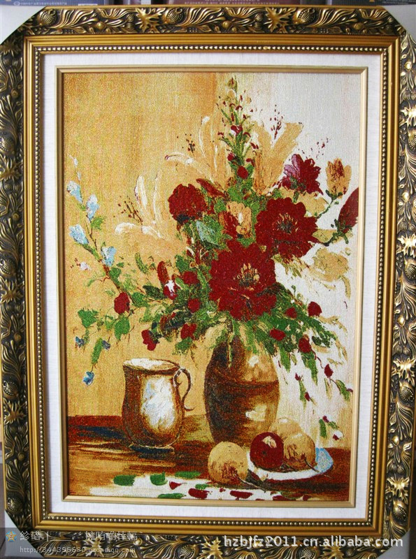 静物 花卉 织锦画 工艺画 丝绸画 油画