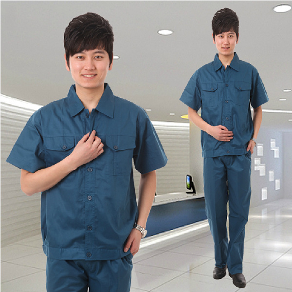 佛山市工作服廠服勞保服短袖工程服溥款透氣拼色工裝制服工作服