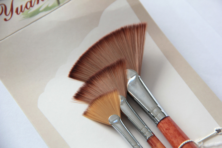 高档迷你女士化妆画笔木质手柄铝管马毛双色尼龙毛