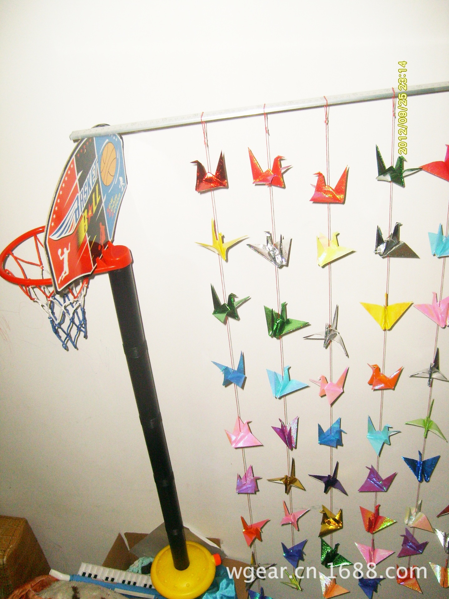 场所挂件多色珠光纸鹤串 千纸鹤成品串 1.2米10cm10只