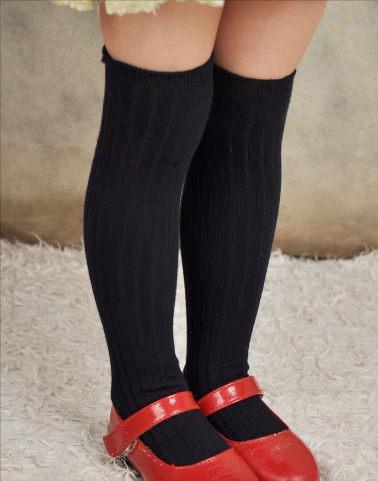儿童糖果色中筒袜 韩国版儿童竖条纹中长筒袜百搭无跟袜