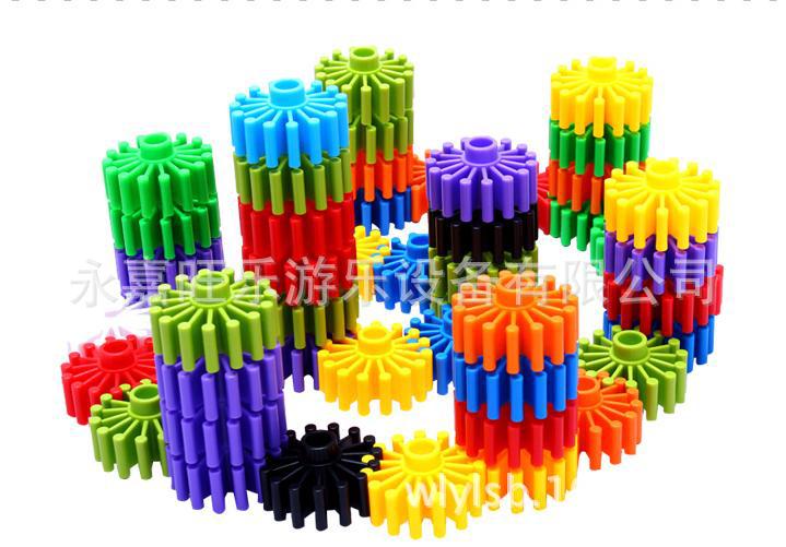 齿轮积木塑料拼插拼装乐高式桶装积木益智幼儿园玩具