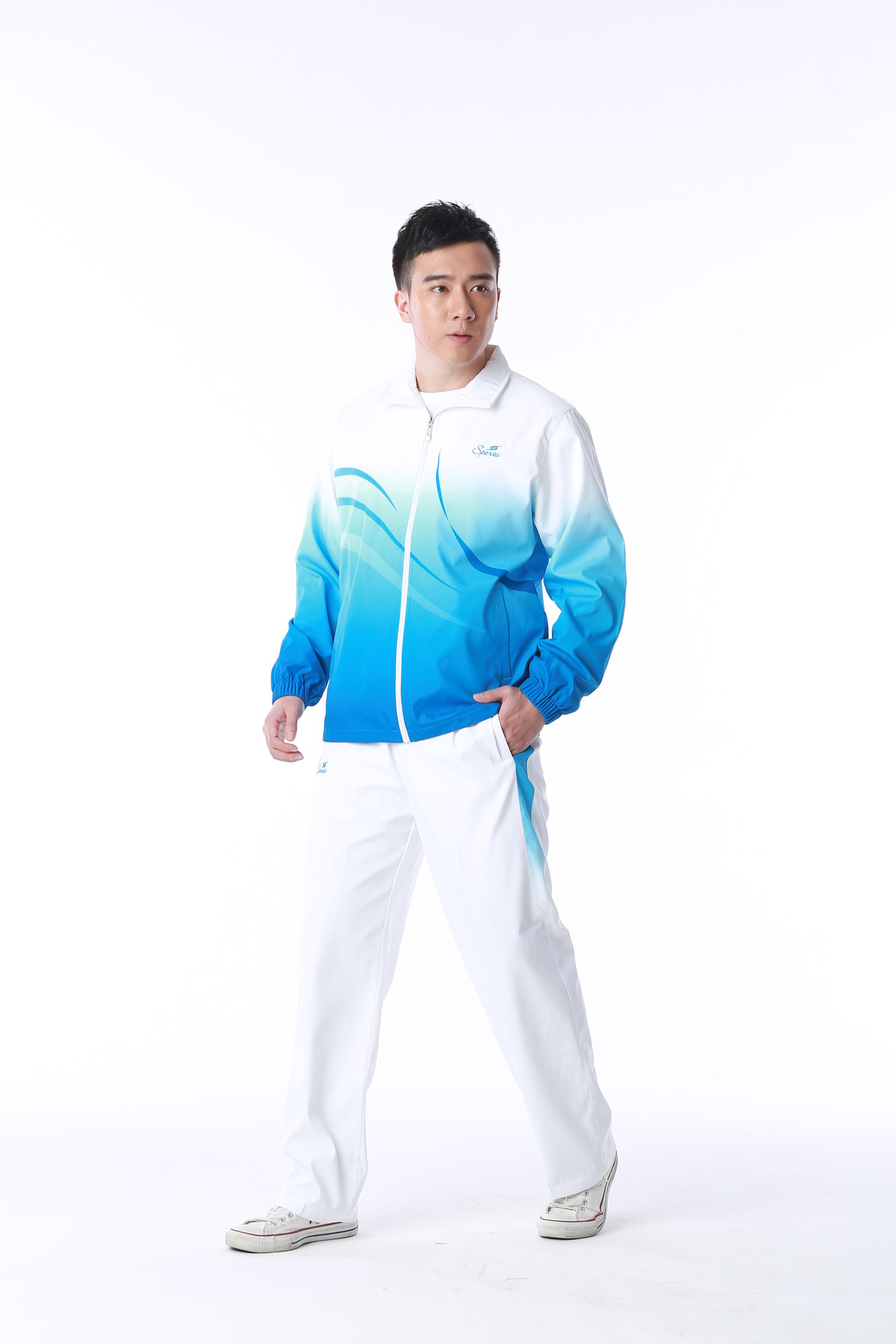 丹宁品牌春秋新品情侣休闲运动针织套装薄款夏季运动服厂家直供