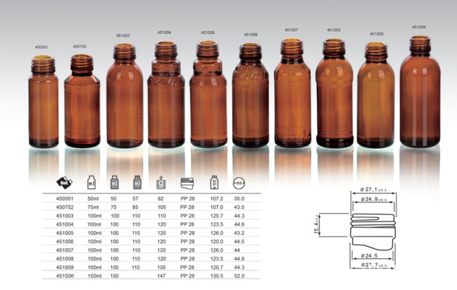75ml口服液瓶 100ml口服液瓶 棕色口服液瓶 各种容量口服液瓶