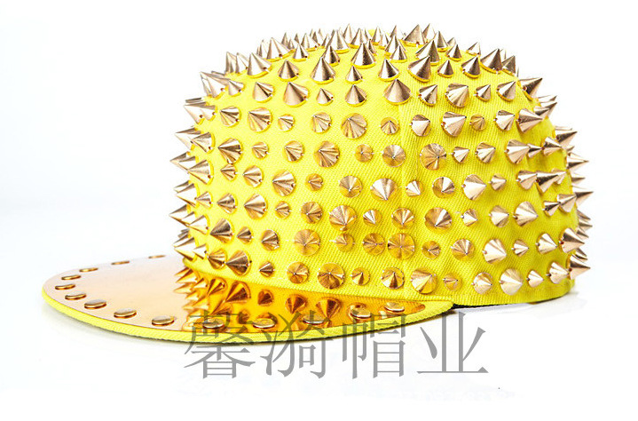 韩欧美风朋克街舞平檐棒球帽金属柳丁钉子尖头嘻哈帽子潮男女