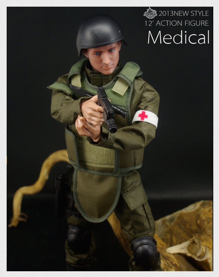 新品2013厂家直供30cm超可动多关节军人模型医疗兵12寸兵人