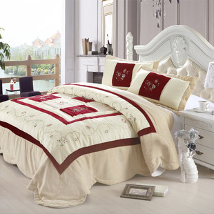 外贸库存清仓 手工丝带绣床上用品 绗缝空调被子床罩三件套批发