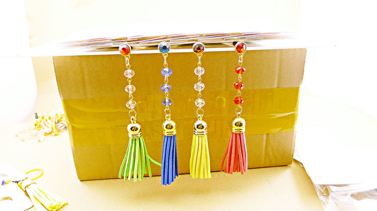 f2-66韩国 透明水晶串珠长流苏 iphone4s苹果手机防尘塞耳机塞