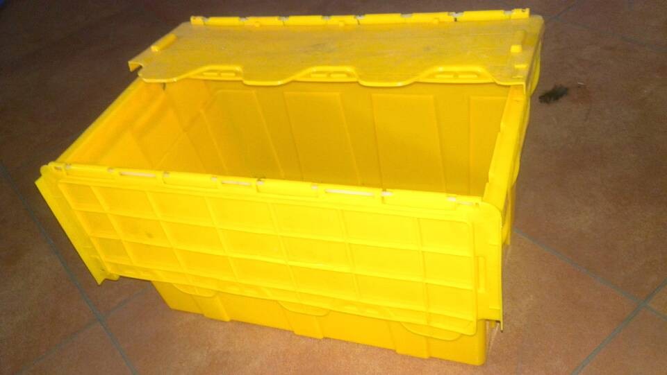 黄色储物箱 4#物流箱 斜插式胶箱 600*395*350mm运输箱