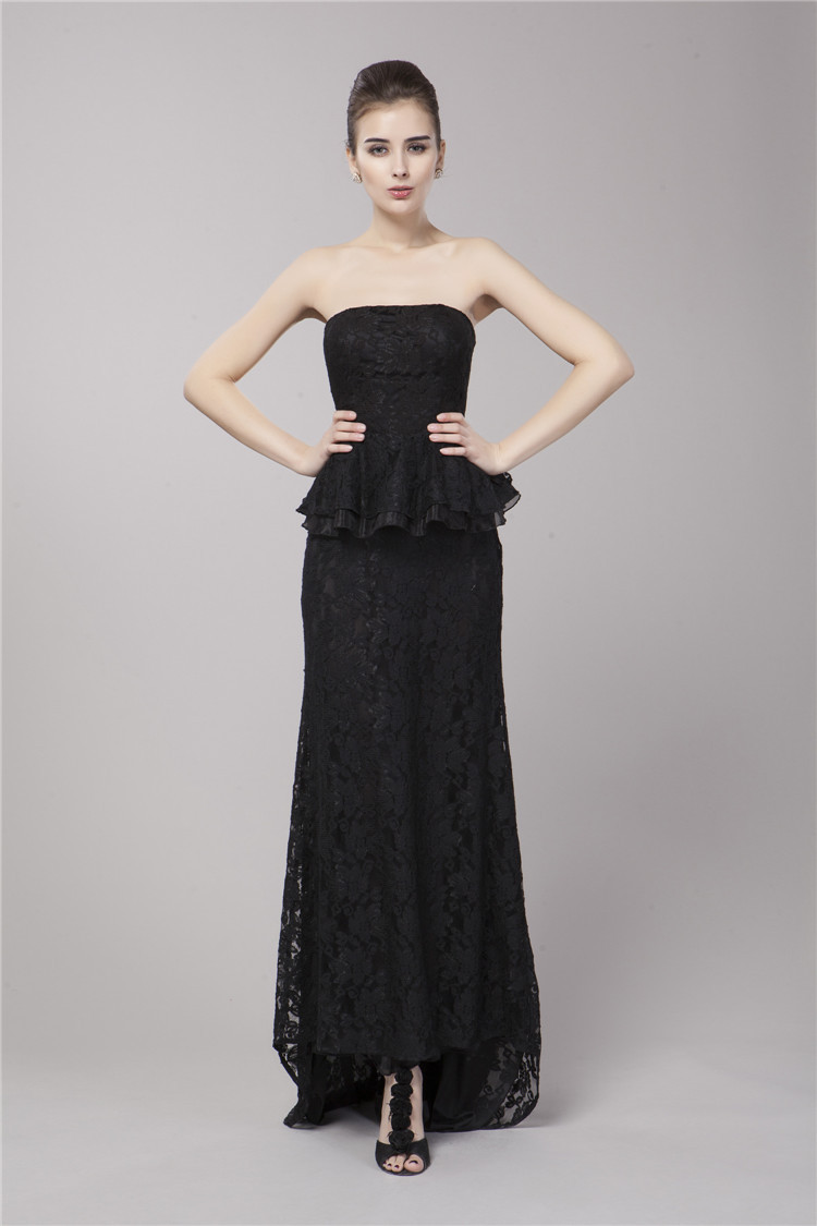 钟表眼镜 女装 婚纱,礼服 ck128 2014黑色抹胸鱼尾蕾丝长款晚礼服红毯