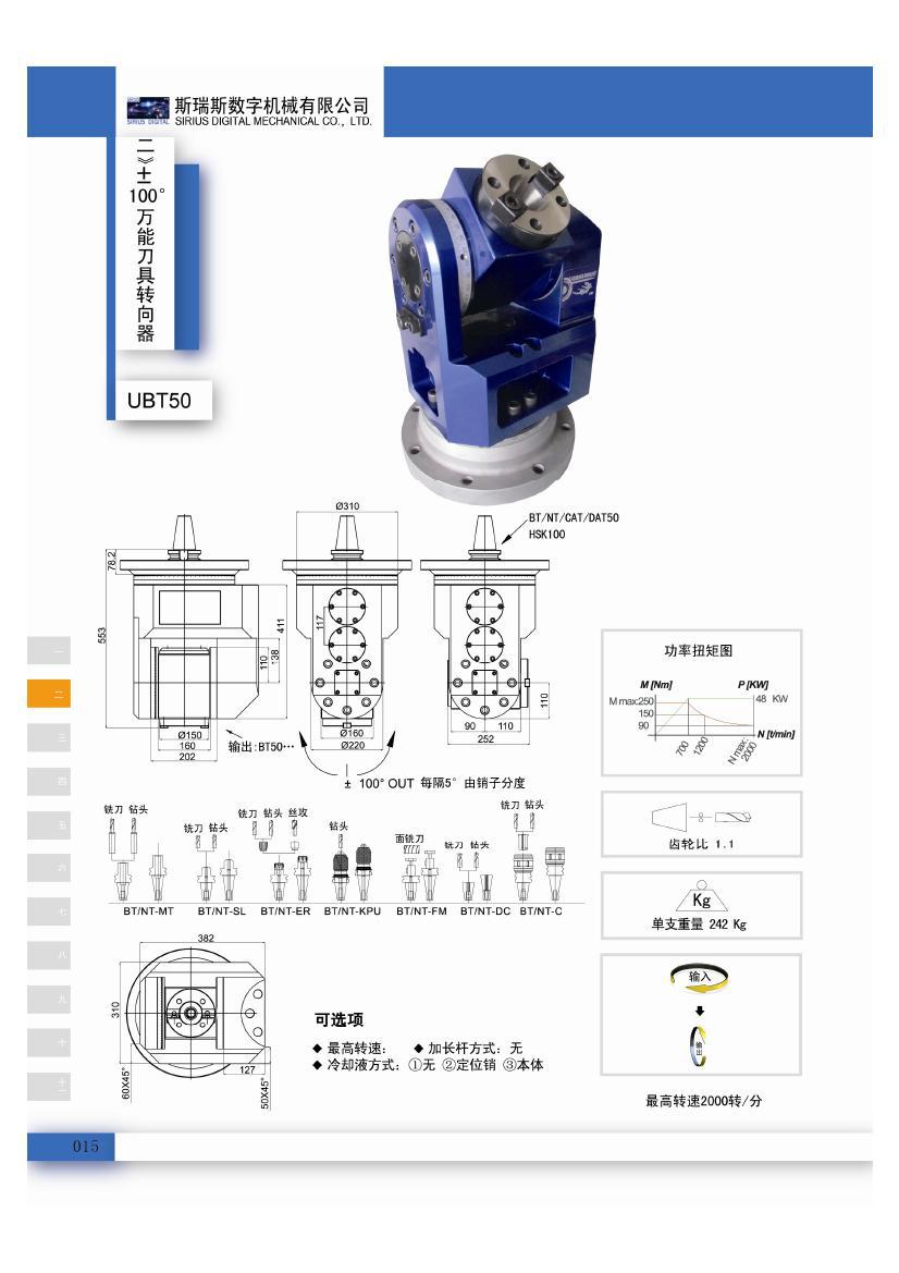 ubt50斯瑞斯角度头 侧铣头 横铣头 直角头 万向角度头