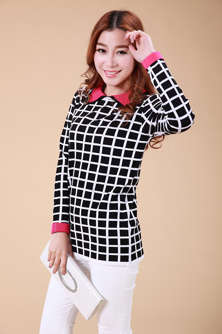 2013秋冬新款女装 欧美粉领女式打底针织 一件代发