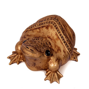 金色招财蛙摆件/后现代风水招财镇宅家居装饰品/古朴做旧风格