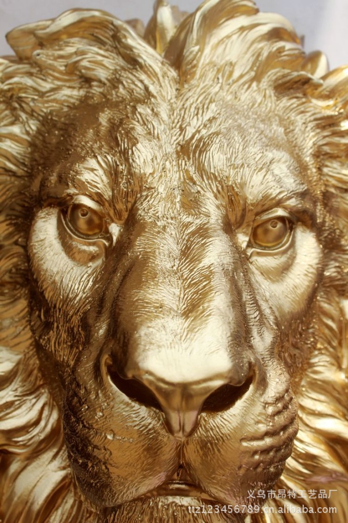 树脂工艺品 新款黄金狮子头挂壁家居装饰品 创意酒吧摆件 特价145