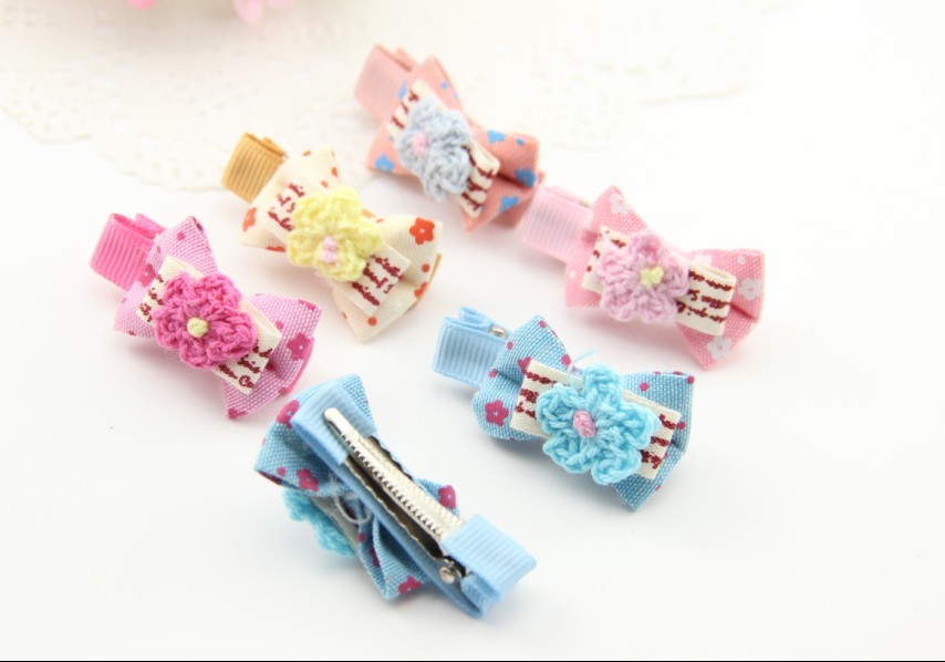 【混批 1799 印花蝴蝶结发夹 对夹 边夹 儿童发饰批发】混批 1799
