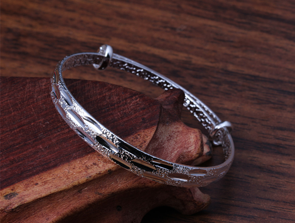 推拉活口车花 新满天星手镯 手环环保铜镀银镀银纯银手镯首饰批发