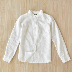 女式亚麻白衬衫