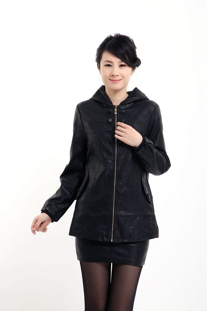 赛尔金娜 女士 简约 水洗皮进口皮衣 y1112 厂家直销批发 黑色