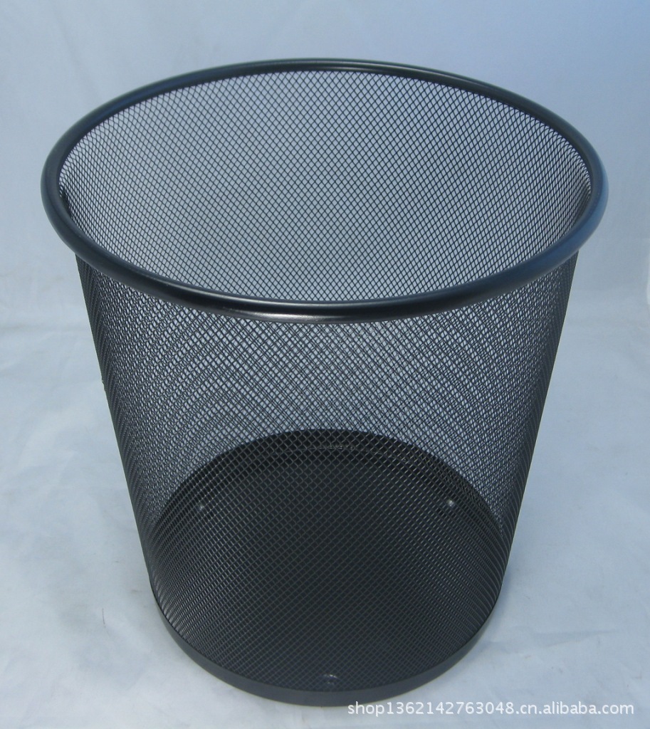 办公用品不锈钢铁丝网彩色环保圆形大号垃圾桶 废纸篓 卫生桶批发