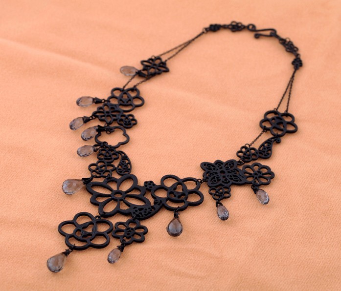 欧美外贸项饰品批发 新款个性镂空蕾丝花朵女款项链厂家直销