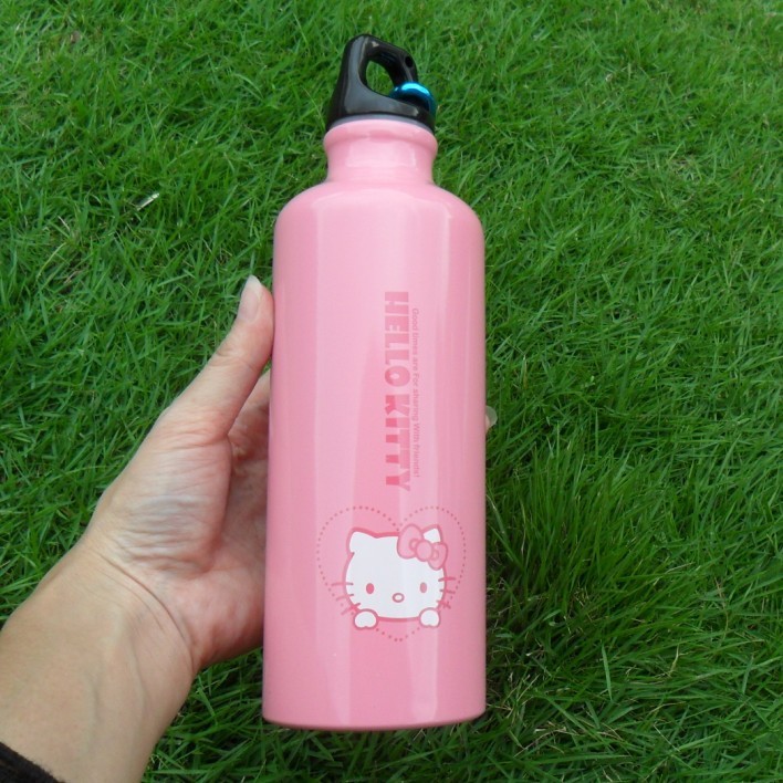 休闲户外登山卡通运动水壶 hello kitty带扣环500ml铝壶现货批发